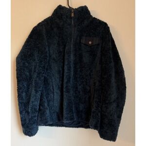 Pendleton Jacket Blue Full Zip Mock Neck Deep Pile Fuzzy Fleece / Women's Large
